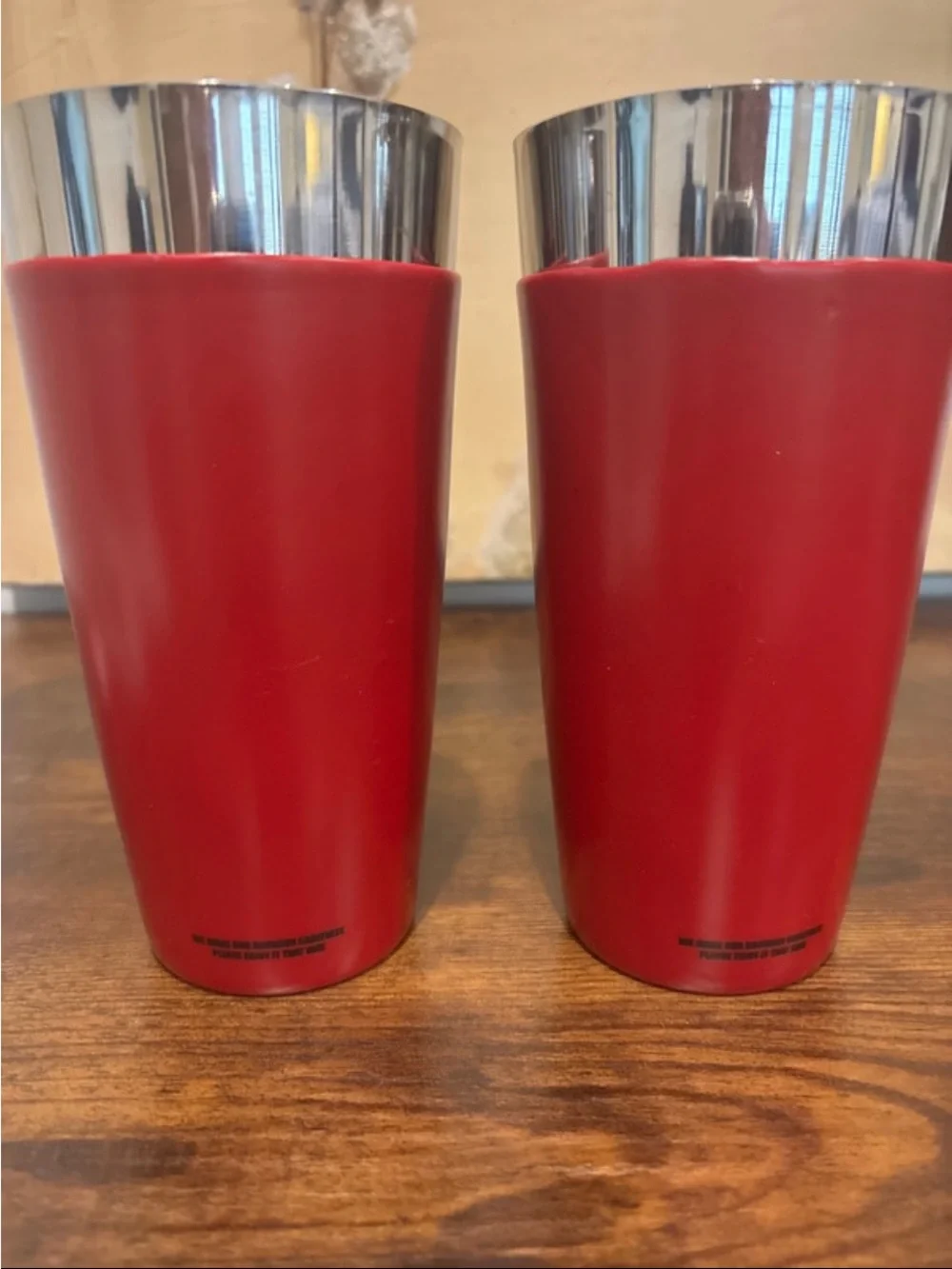 Makers Market Red Stainless Steel Cocktail Cups with Polished Rim